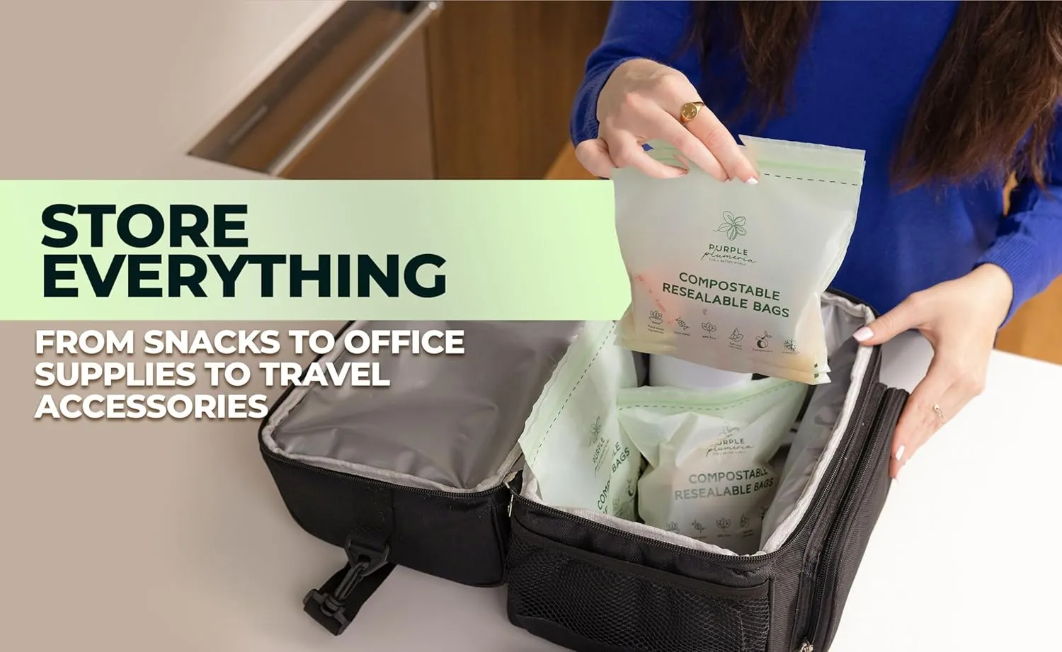 100% Certified Compostable Quart & Gallon Bags (30 50 Counts), Resealable BioBased Bags, Leak Proof And Freezer Safe, Extra Strength Storage Bags, Also Available in Snack & Sandwich Size