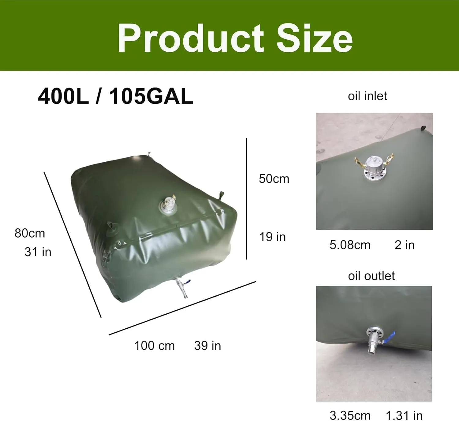 100 Gallons Diesel Tank Vehicle, Petrol Tank Fuel Bladder, Collapsible Fuel Bladder Emergency Tanks, Customisable Folding Oil Bag Gasoline Container, High Volume Diesel Container for Drought Resistanc