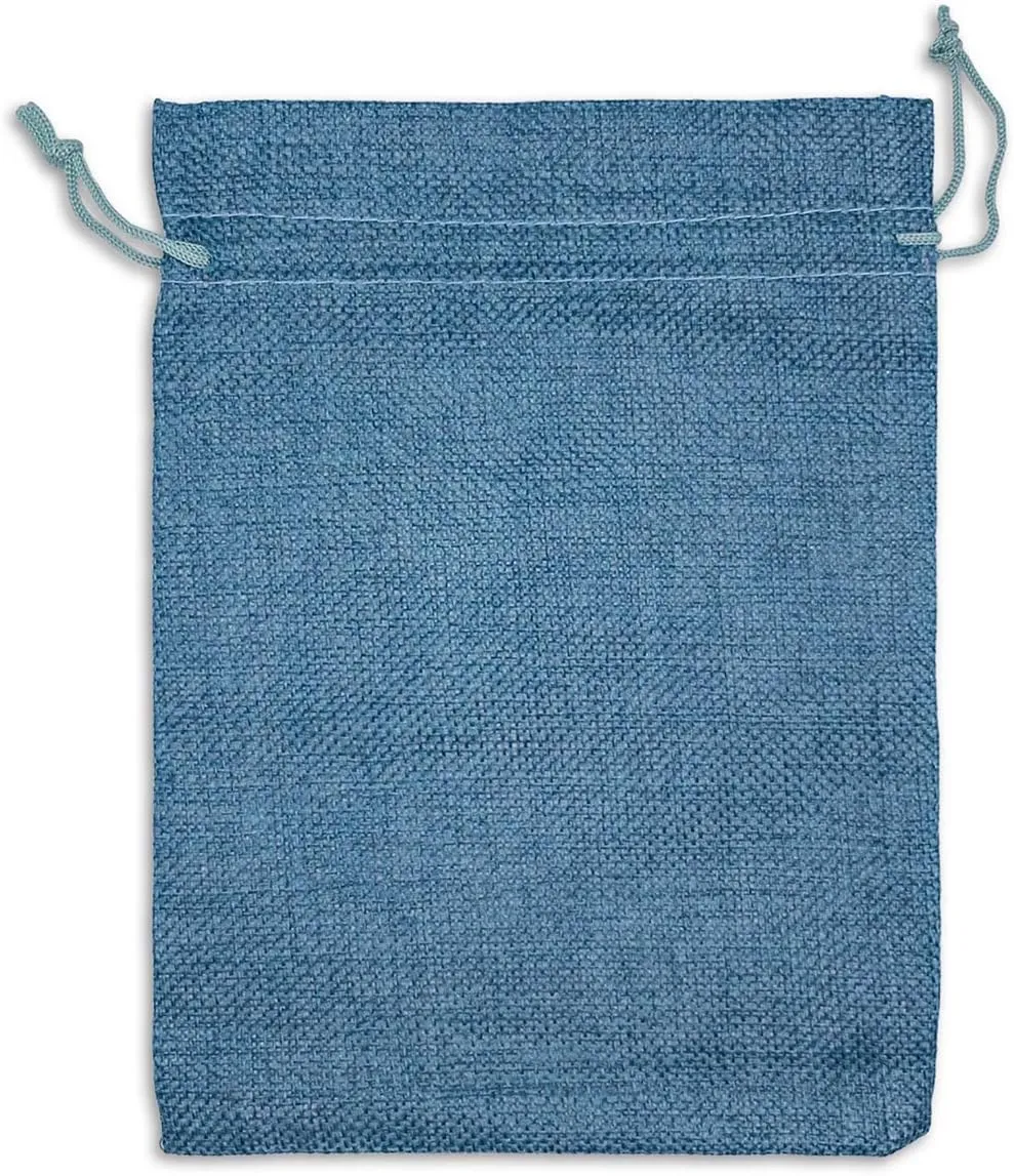 12-Pack 5.5x7.75 Natural Burlap Gift Bags w. Drawstring (Teal Blue, Medium) for Party Favors, Presents or DIY Craft by TheDisplayGuys