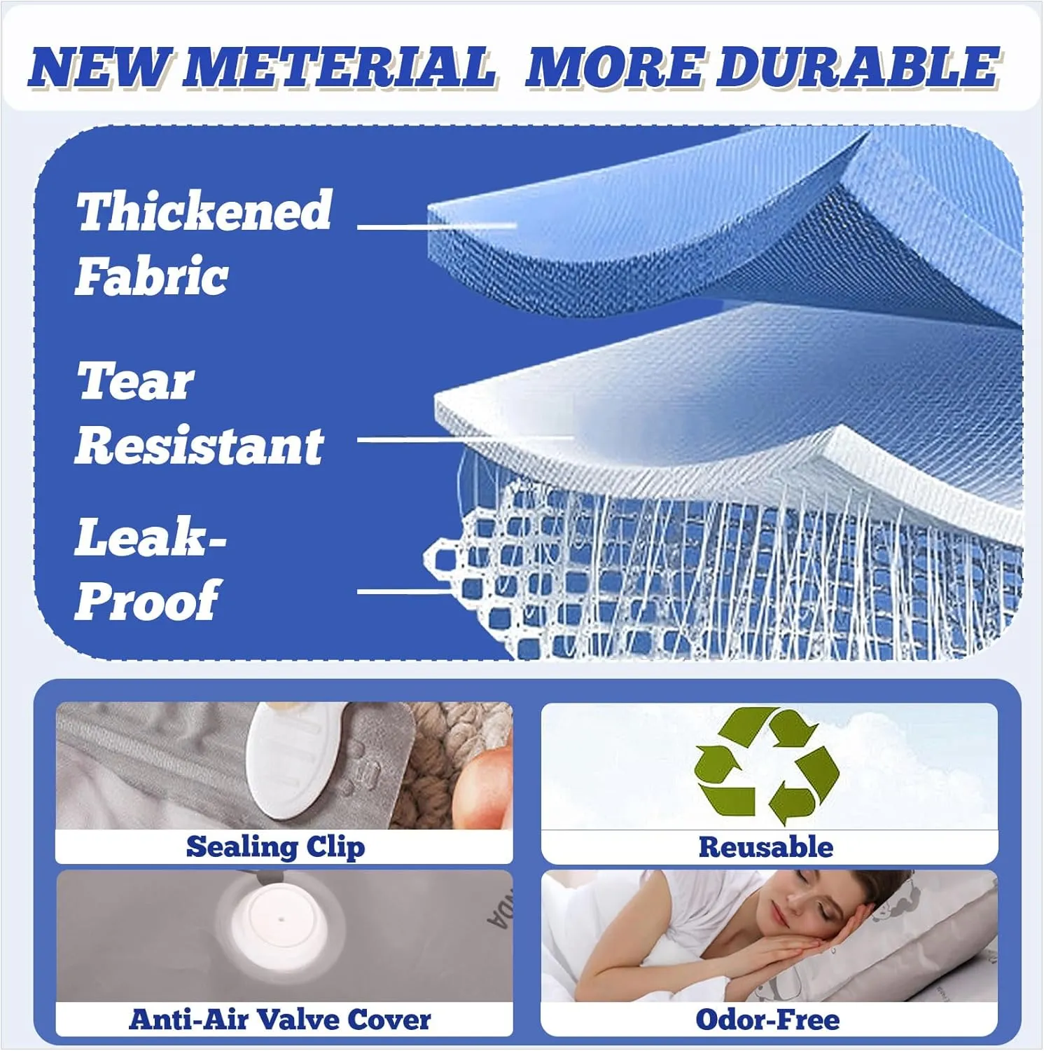12Pack Tear-Proof Space Saver Vacuum Storage Bags with Pump, (3 Jumbo/3 Large/3 Medium/3 Small) Oxford Fabric Reusable Vacuum Seal Bags for Clothing Travel, Luggage, Pillows, Blankets, Bedding