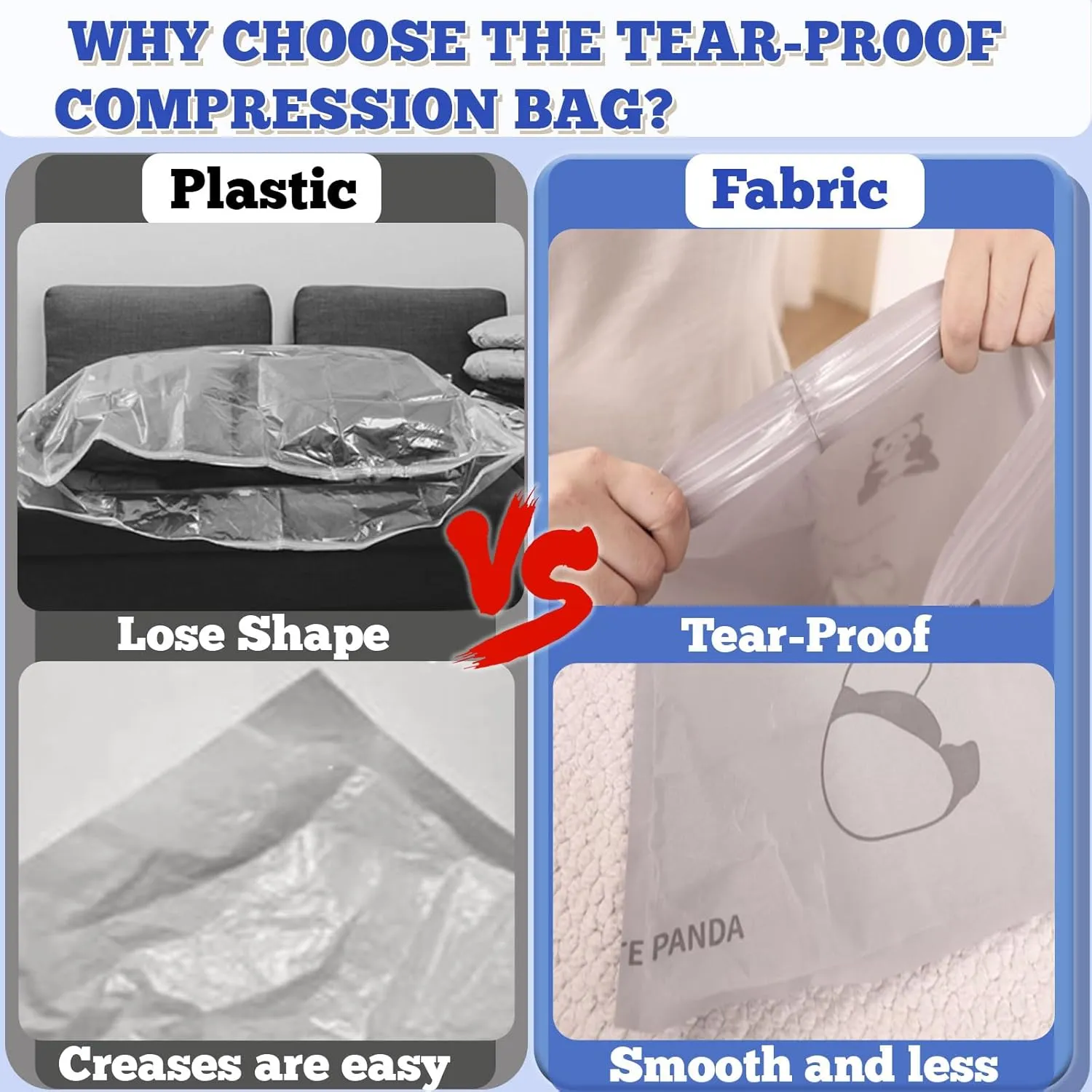 12Pack Tear-Proof Space Saver Vacuum Storage Bags with Pump, (3 Jumbo/3 Large/3 Medium/3 Small) Oxford Fabric Reusable Vacuum Seal Bags for Clothing Travel, Luggage, Pillows, Blankets, Bedding