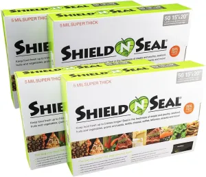 15" x 20" Shield N Seal Branded Clear/Black Vacuum Bags, 4 Boxes of 50 (200 count)