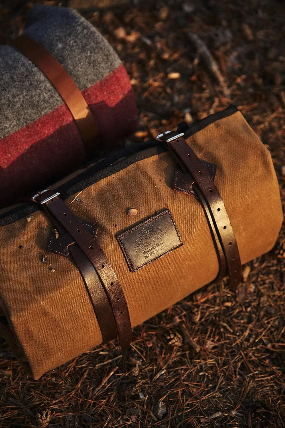 1844 Helko Werk Handmade Waxed Canvas Cowboy Bedroll - Camping Bed Roll with Leather Straps and Zipper - Waterproof Waxed Canvas Portable Bed - Packable Sleeping Bag (Bedroll Olive) #F8761O