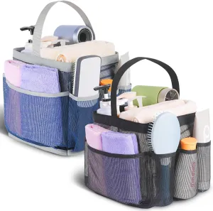 2 Pack Mesh Shower Caddy Portable for College Dorm Room Essentials, Shower Caddy Dorm with 8-Pocket Large Capacity,Shower Bag for Beach,Swimming,Gym