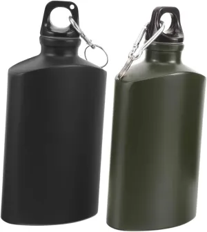 2-pack Portable Water Canteen Aluminum Alloy Outdoor Kettle for Hiking Camping