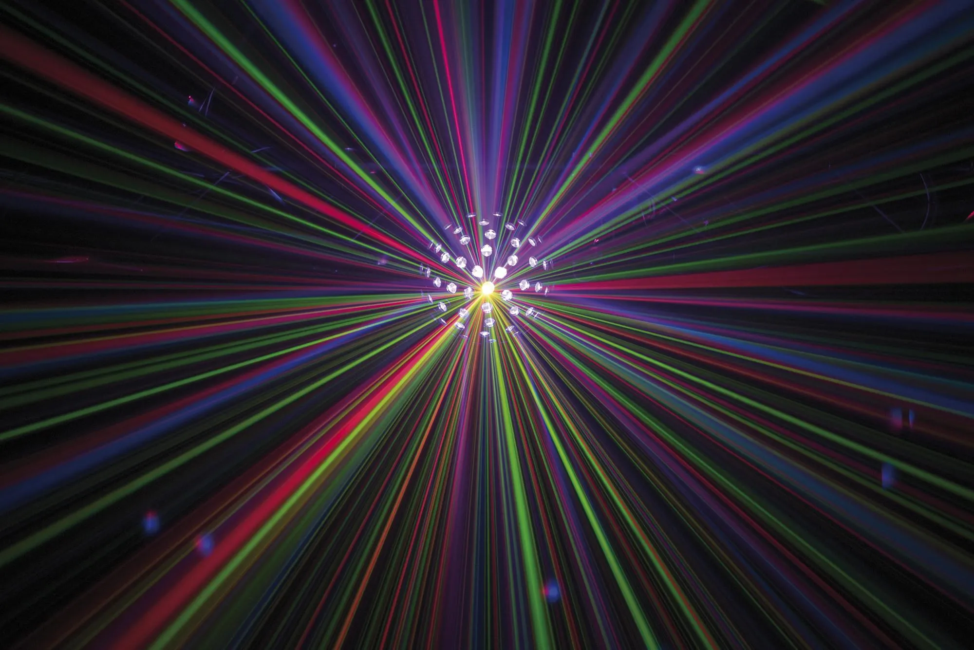 2 x Showtec Colourburst Mirror Ball Effect Light with DMX Cable and Carry Bags