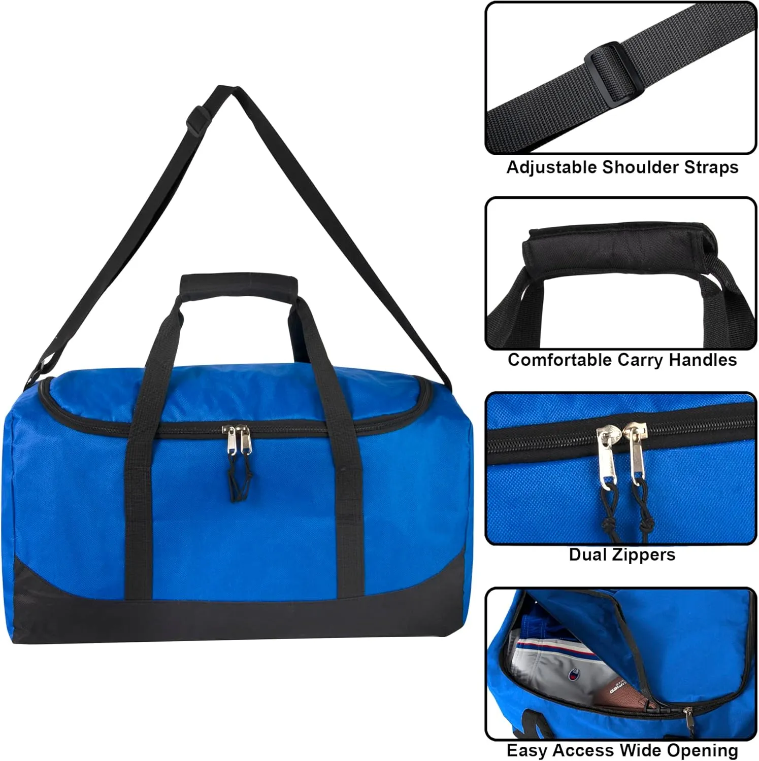 20 Inch, 40 Liter Duffel Bag for Men, Women Travel Weekender Overnight Carry-on Shoulder Duffel Tote Bag (Blue)