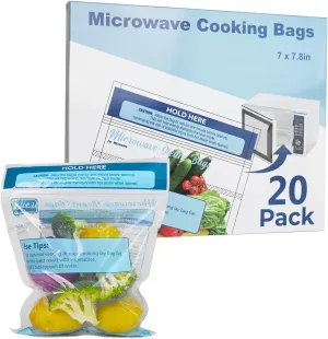 20 Pack Microwave Steamer Bag - Steam Food Storage Bags Steam Cooking Bag Microwave Steam Bags for Food Vegetables Potatoes and Meat Microwave and Freezer Safe