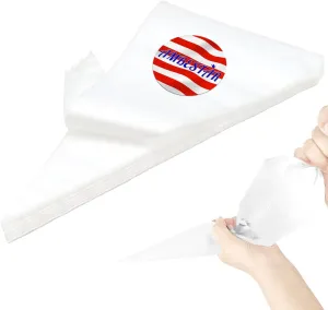 21 inch Large Piping Bags, AMBESTAR 100 Pcs Big Tipless Clear Plastic Disposable Pastry Bags for Frosting Decorating Cake Cupcake Cookie, Pro Long Thick Pastry Bag Essential Baking Tools