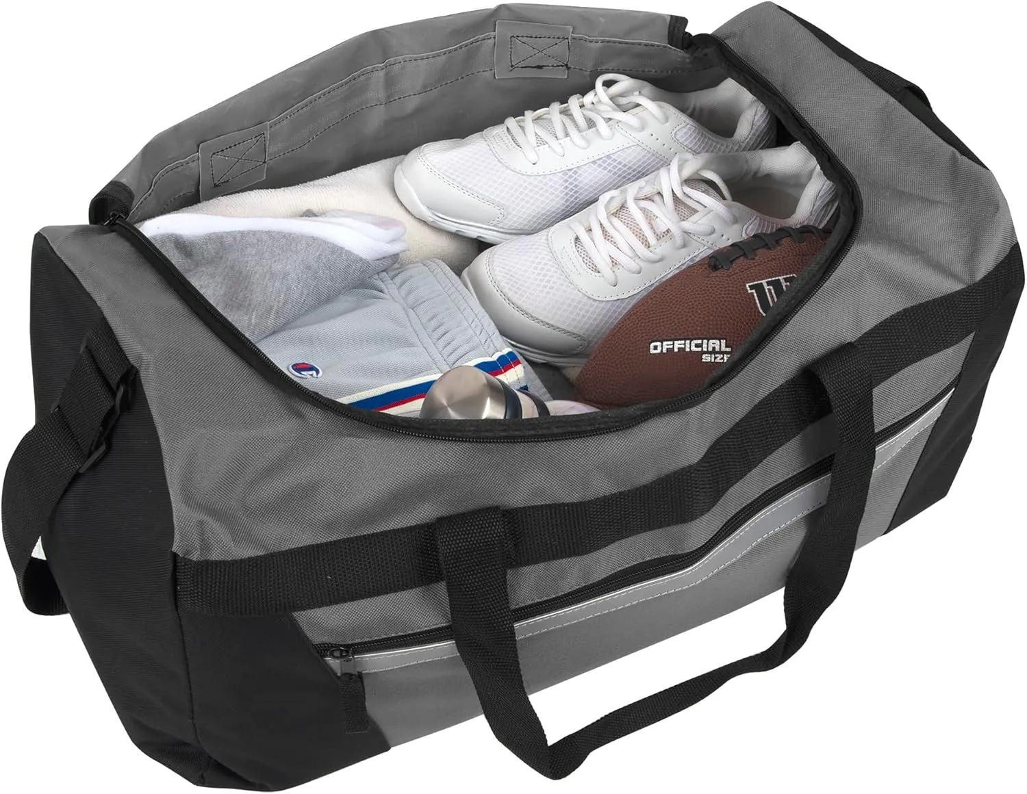24 Pack Reflective Duffle Bags Bulk for Homeless Adults, Gym, Foster Kids Bulk Duffel Bags Wholesale (Men's Colors Pack)