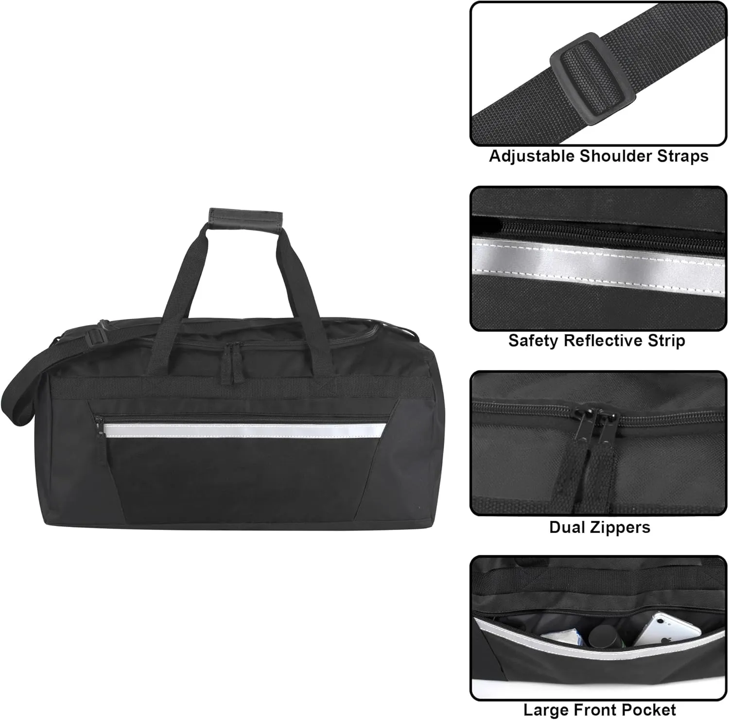 24 Pack Reflective Duffle Bags Bulk for Homeless Adults, Gym, Foster Kids Bulk Duffel Bags Wholesale (Men's Colors Pack)