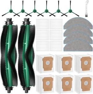 25 Pcs Replacement Parts for iRobot Roomba Q052 / 105 Vac / 105 Combo Robot Vacuum, Q0520 105 Accessories Include 2 Main Brushes, 6 Filters, 6 Dust Bags, 6 Side Brushes, 4 Mop Pads, 1 Clean Brush
