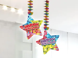 2x Decken Dekoration * HAPPY BIRTHDAY * für Geburtstag &, Party // 60901 // Birthday Kinder Kindergeburtstag Hängende Deko Hanging Deco Herlich Glückwunsch