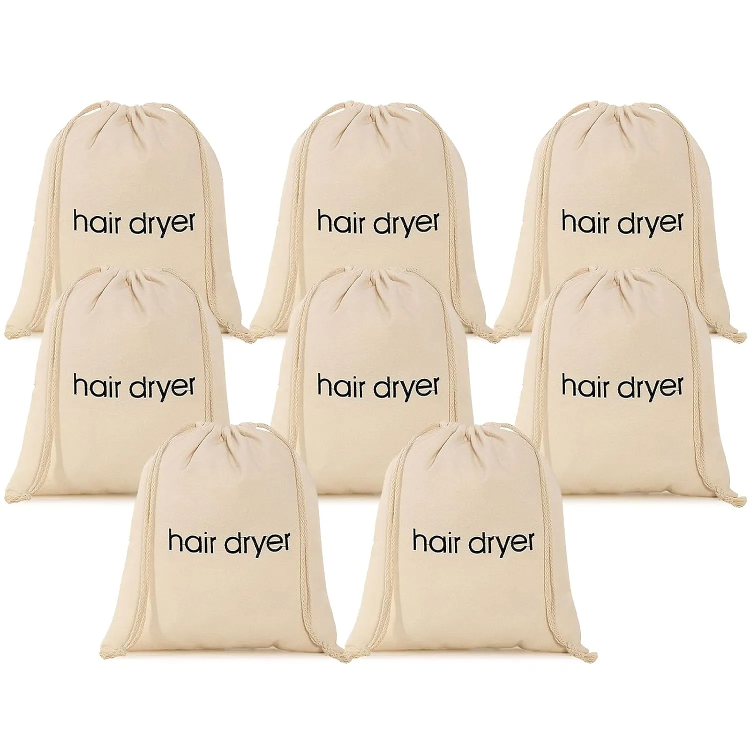 3 | 6 | 8 Pack Hair Dryer Bags Drawstring Bag Container Hairdryer Bag for travel bathroom (8 PCS White)