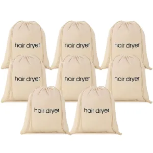 3 | 6 | 8 Pack Hair Dryer Bags Drawstring Bag Container Hairdryer Bag for travel bathroom (8 PCS White)