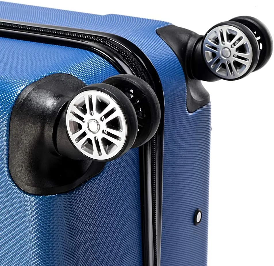 3-Piece Luggage Set Travel Lightweight ABS Suitcases with Silent Rolling Wheels, TSA lock & Moulded Corner, Carry on Travel Storage Luggages for Business, Trip, Dark Blue (20"/24"/28")