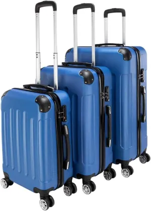3-Piece Luggage Set Travel Lightweight ABS Suitcases with Silent Rolling Wheels, TSA lock & Moulded Corner, Carry on Travel Storage Luggages for Business, Trip, Dark Blue (20"/24"/28")