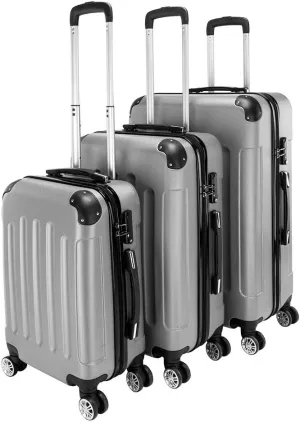 3-Piece Luggage Set Travel Lightweight ABS Suitcases with Silent Rolling Wheels, TSA lock & Moulded Corner, Carry on Travel Storage Luggages for Business, Trip, Gray (20"/24"/28")