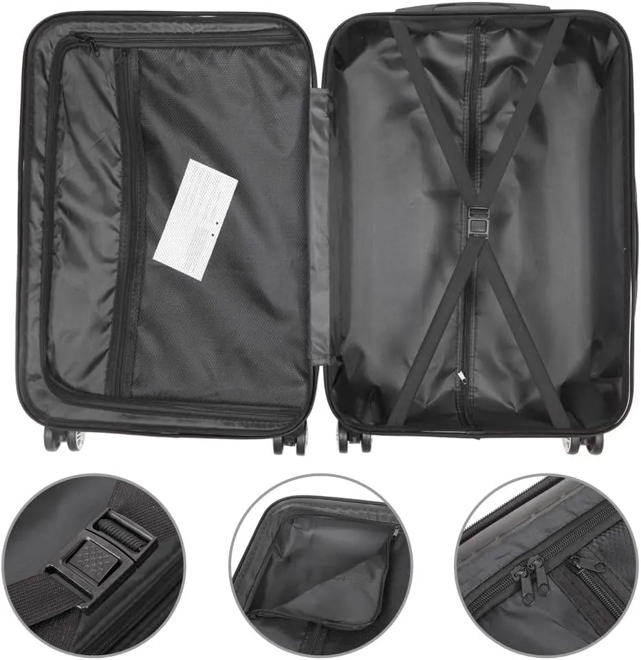 3-Piece Luggage Set Travel Lightweight ABS Suitcases with Silent Rolling Wheels, TSA lock & Moulded Corner, Carry on Travel Storage Luggages for Business, Trip, Wine Red (20"/24"/28")