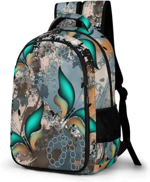 3d Butterfly Vintage Laptop Backpack Textured Watercolor Fantasy Travel Bags Daypack Durable Work Camping Hiking Back Packs for Women Men