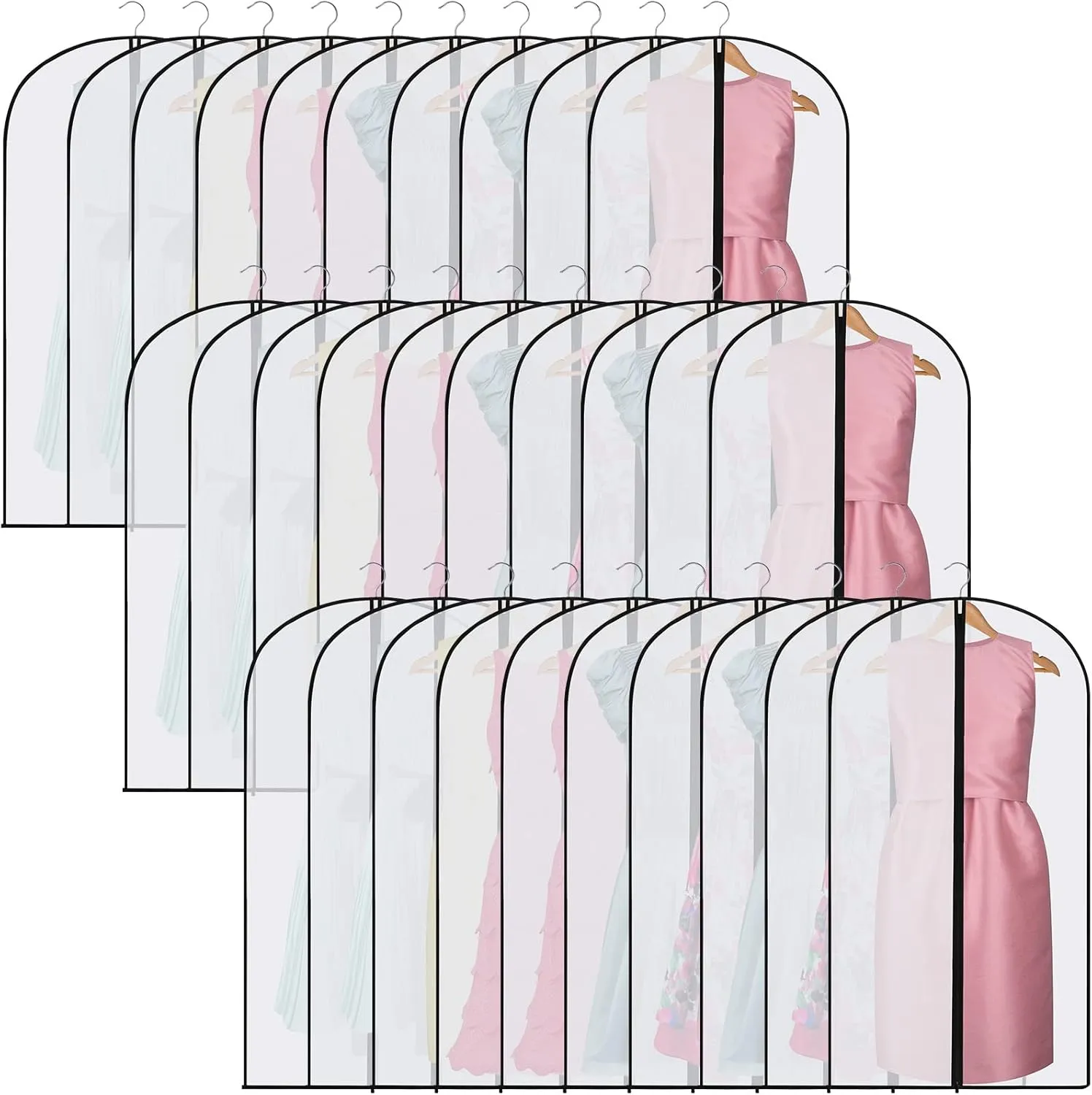40 Pieces 60/40inch Garment Bags for Hanging Clothes with Zipper Hanging Garment Dress Bags for Gowns Long Storage Plastic Suit Cover for Coat Protector Travel Closet Clothing(24 x 40 Inch)