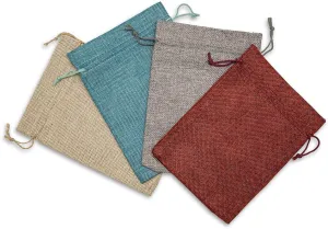48-Pack 3x4 Natural Burlap Gift Bags w. Drawstring (4 Colors, X-Small) for Party Favors, Presents or DIY Craft by TheDisplayGuys
