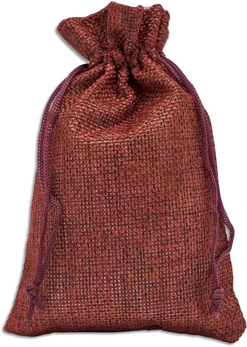 48-Pack 3x4 Natural Burlap Gift Bags w. Drawstring (4 Colors, X-Small) for Party Favors, Presents or DIY Craft by TheDisplayGuys