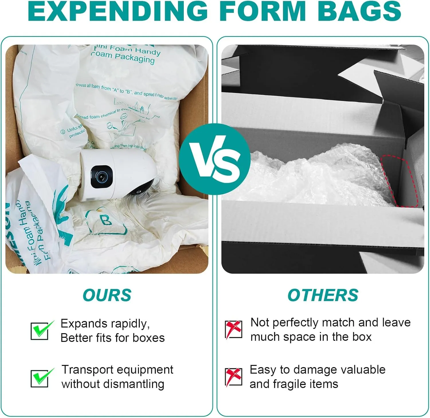 4PCS 18 * 23 Inch Foam Bags For Shipping, Expanding Foam, Instant Pack Quick Expanding Packaging Bags, Packing, Mailing and Shipping Solutions