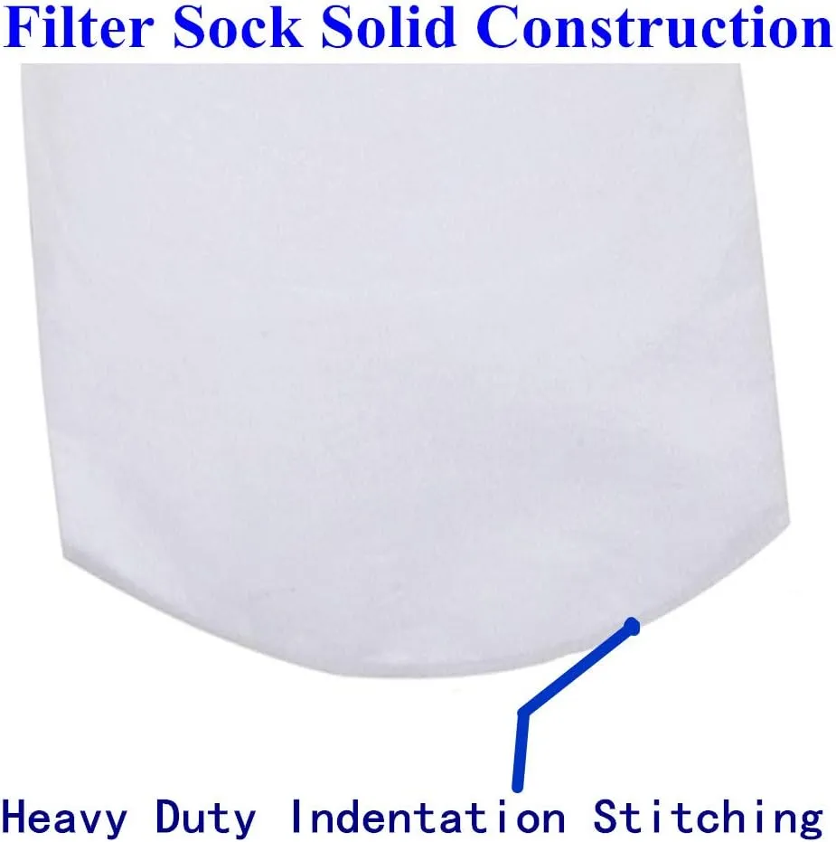 5 Micron 7 Inch Ring Fabric Filter Socks - by 17 Inch Long - 2 Pack - Felt Filter Bags for Industrial, Aquarium Sump, Pond, Reef Tank, Chemicals (5 Micron - 7 Inch Steel Ring)