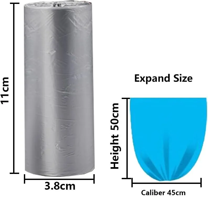 5 Rolls Small Trash Garbage Bags, 4 Gallon Strong Thin Material Disposable Kitchen Garbage Bags, Durable Plastic Trash Bags for Office Home Bedroom Garden Waste Bin, 200 Counts (Silver)