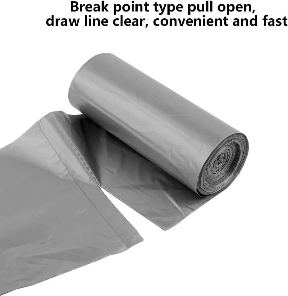 5 Rolls Small Trash Garbage Bags, 4 Gallon Strong Thin Material Disposable Kitchen Garbage Bags, Durable Plastic Trash Bags for Office Home Bedroom Garden Waste Bin, 200 Counts (Silver)