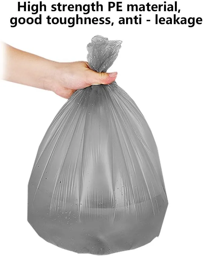 5 Rolls Small Trash Garbage Bags, 4 Gallon Strong Thin Material Disposable Kitchen Garbage Bags, Durable Plastic Trash Bags for Office Home Bedroom Garden Waste Bin, 200 Counts (Silver)
