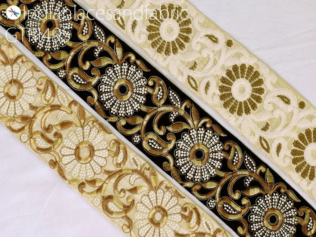 9 Yard Embroidered 8cm Trim Indian Sari Border Doll Making Tape Saree Sewing Decorative Beach Bag Cushions Trimmings Home Decor Ribbon