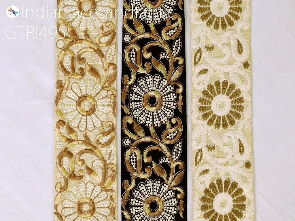 9 Yard Embroidered 8cm Trim Indian Sari Border Doll Making Tape Saree Sewing Decorative Beach Bag Cushions Trimmings Home Decor Ribbon