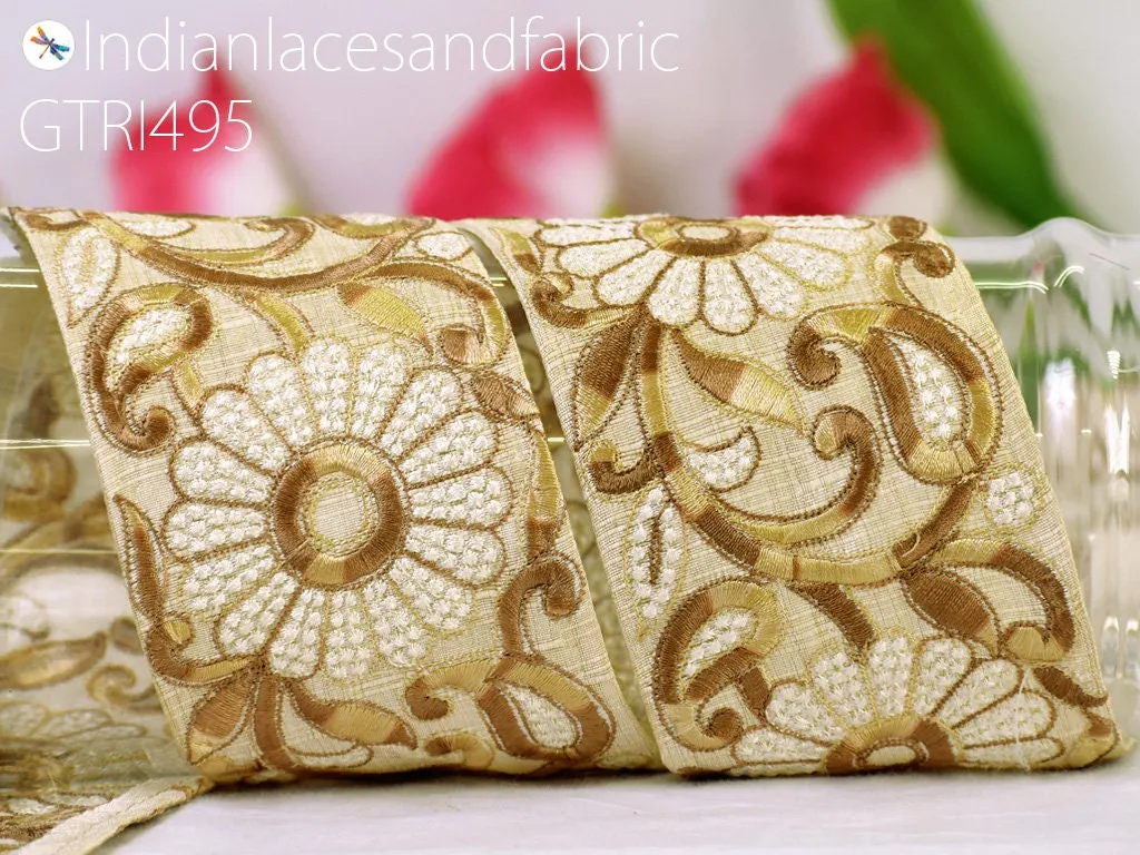 9 Yard Embroidered 8cm Trim Indian Sari Border Doll Making Tape Saree Sewing Decorative Beach Bag Cushions Trimmings Home Decor Ribbon