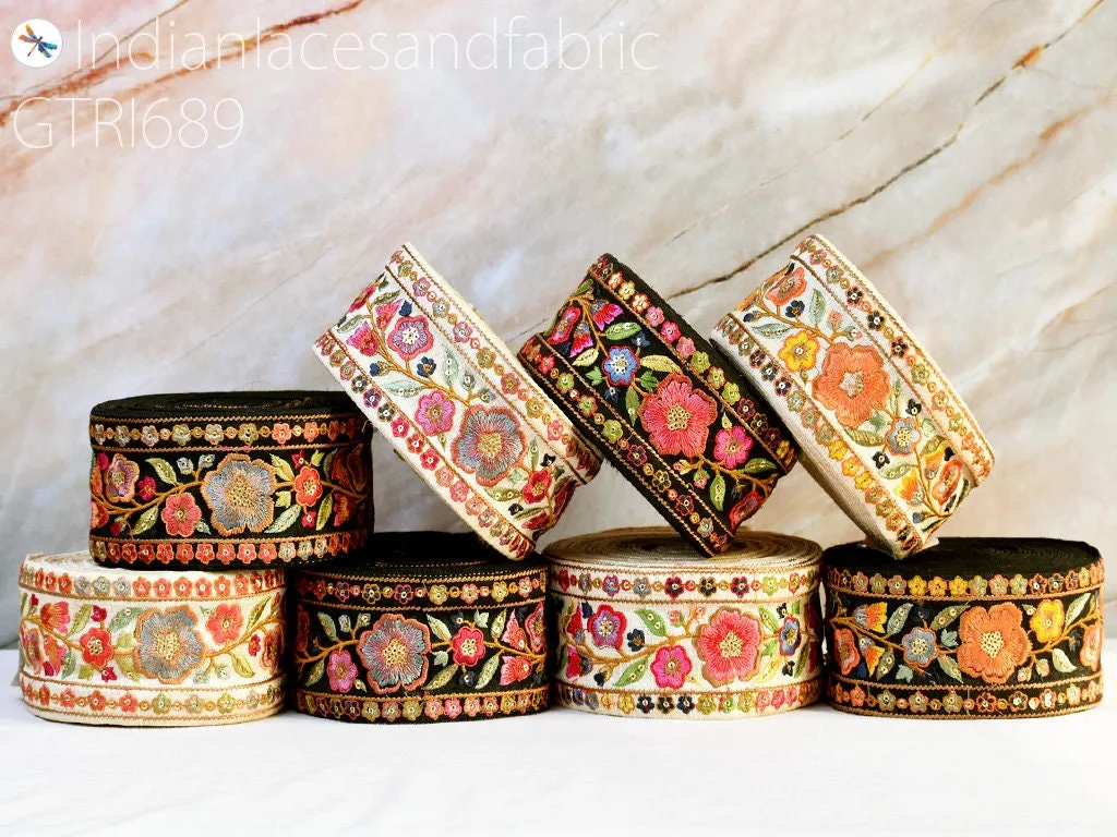 9 Yard Embroidery 65mm Ribbon Embellishments DIY Crafting  Embroidered Fabric Trim Decorative Sewing Saree Indian Sari Border Home Decor Bag