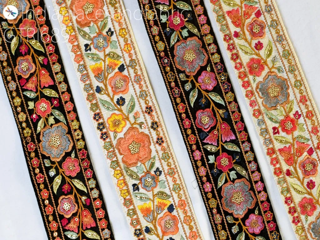 9 Yard Embroidery 65mm Ribbon Embellishments DIY Crafting  Embroidered Fabric Trim Decorative Sewing Saree Indian Sari Border Home Decor Bag