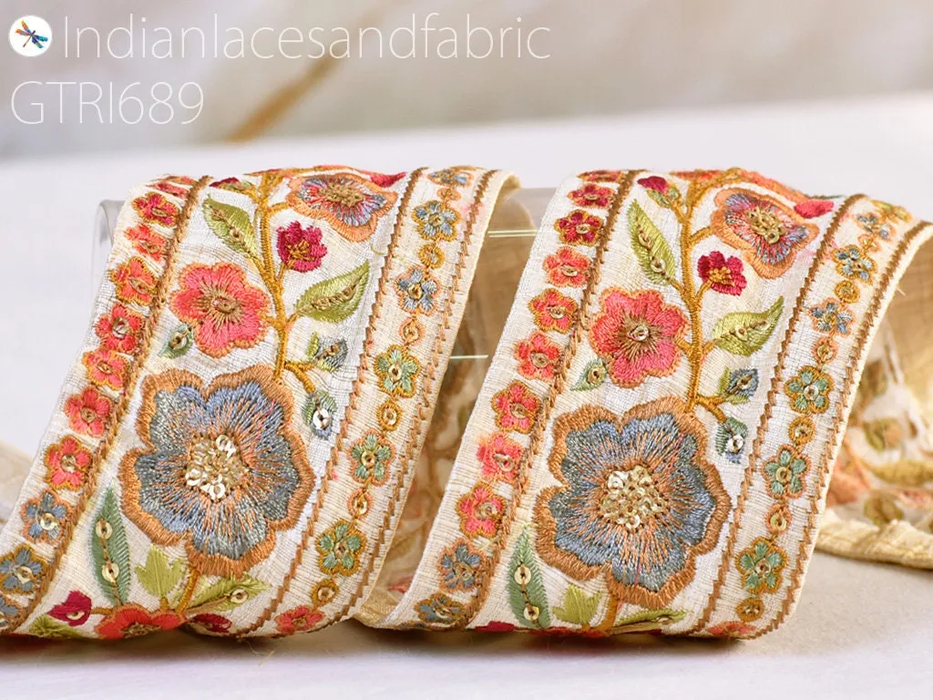 9 Yard Embroidery 65mm Ribbon Embellishments DIY Crafting  Embroidered Fabric Trim Decorative Sewing Saree Indian Sari Border Home Decor Bag