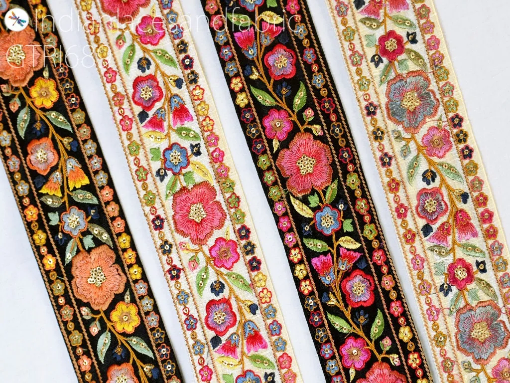 9 Yard Embroidery 65mm Ribbon Embellishments DIY Crafting  Embroidered Fabric Trim Decorative Sewing Saree Indian Sari Border Home Decor Bag