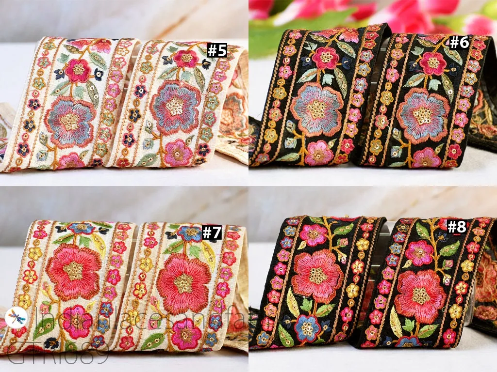 9 Yard Embroidery 65mm Ribbon Embellishments DIY Crafting  Embroidered Fabric Trim Decorative Sewing Saree Indian Sari Border Home Decor Bag