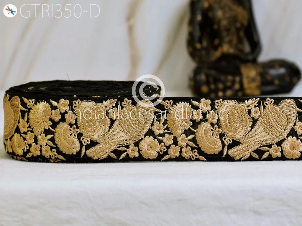 9 Yard Indian 48mm Lovely Bird Décor Trims Sari Border Crafting Ribbon Sewing Fabric Embroidered Decorative Costume Beach Bags Trimming