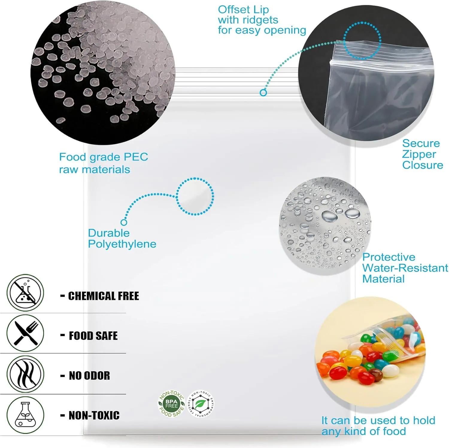 9''x 12'', (Pack of 200) 2 mil Thick Clear Plastic Reclosable Zip Poly Bags with Resealable Lock Seal Zipper for Photo, Jewelry, Bakery, Treats, Travel, Storage, Packaging & Shipping