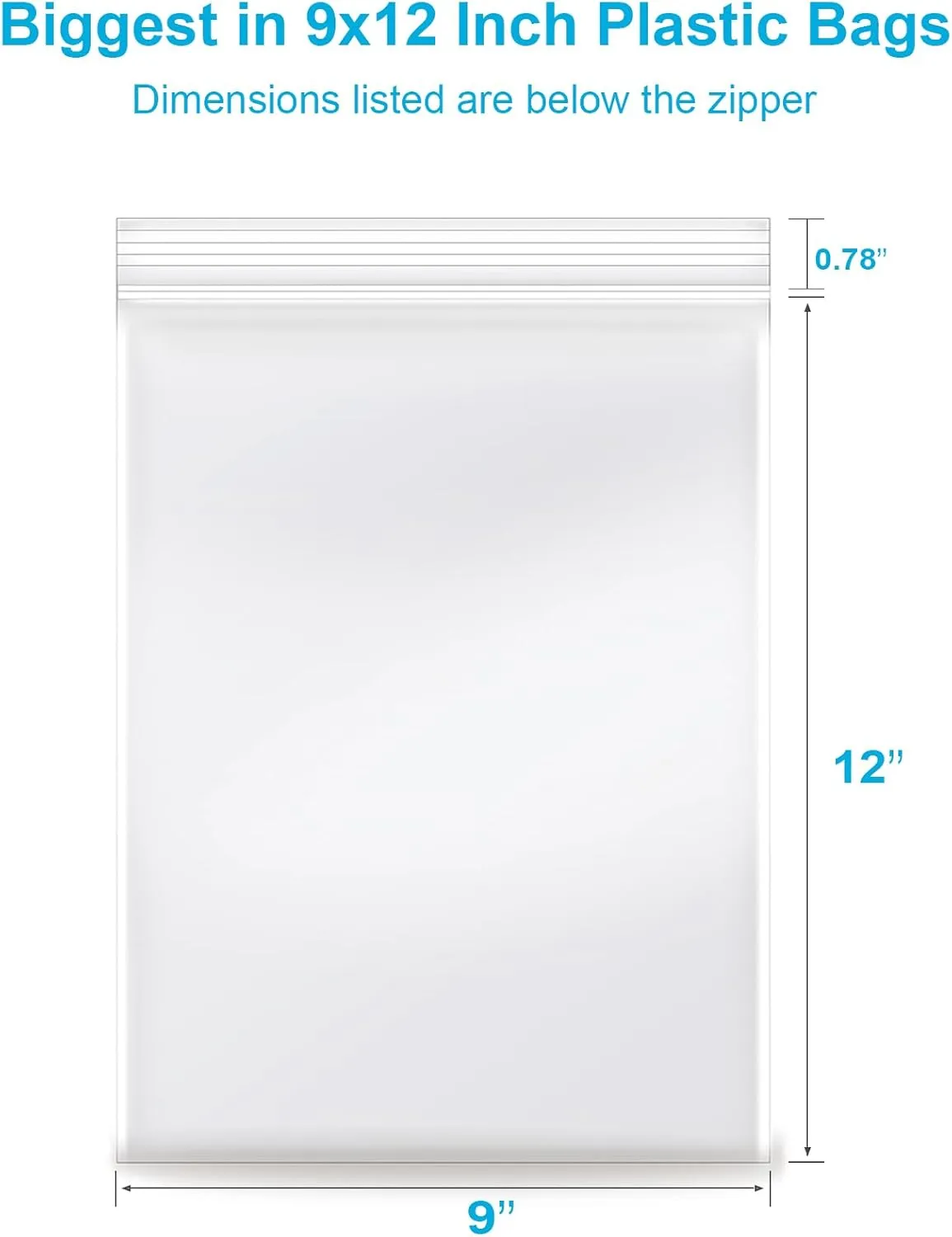 9''x 12'', (Pack of 200) 2 mil Thick Clear Plastic Reclosable Zip Poly Bags with Resealable Lock Seal Zipper for Photo, Jewelry, Bakery, Treats, Travel, Storage, Packaging & Shipping