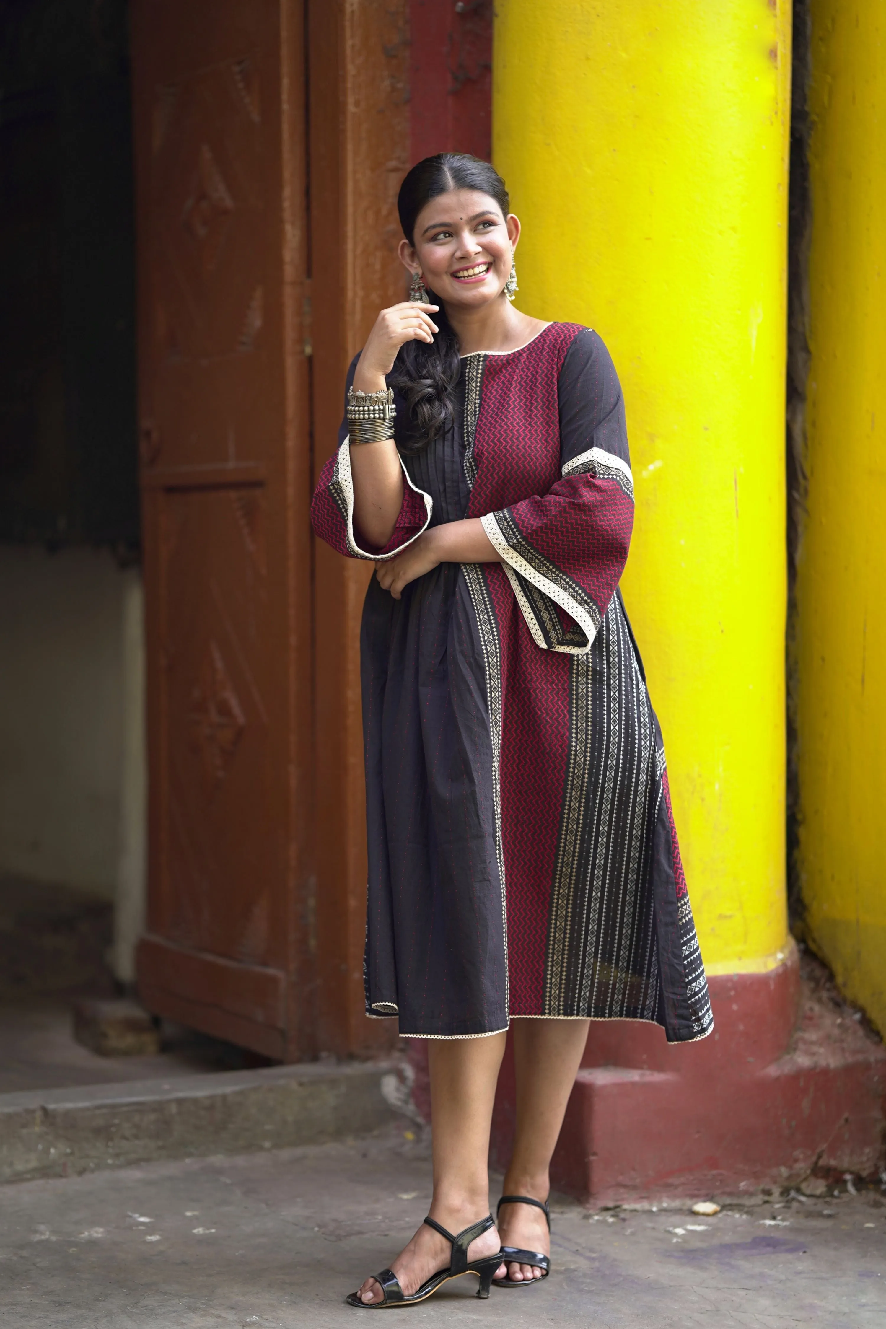 Abhoya- Black Cotton Dress