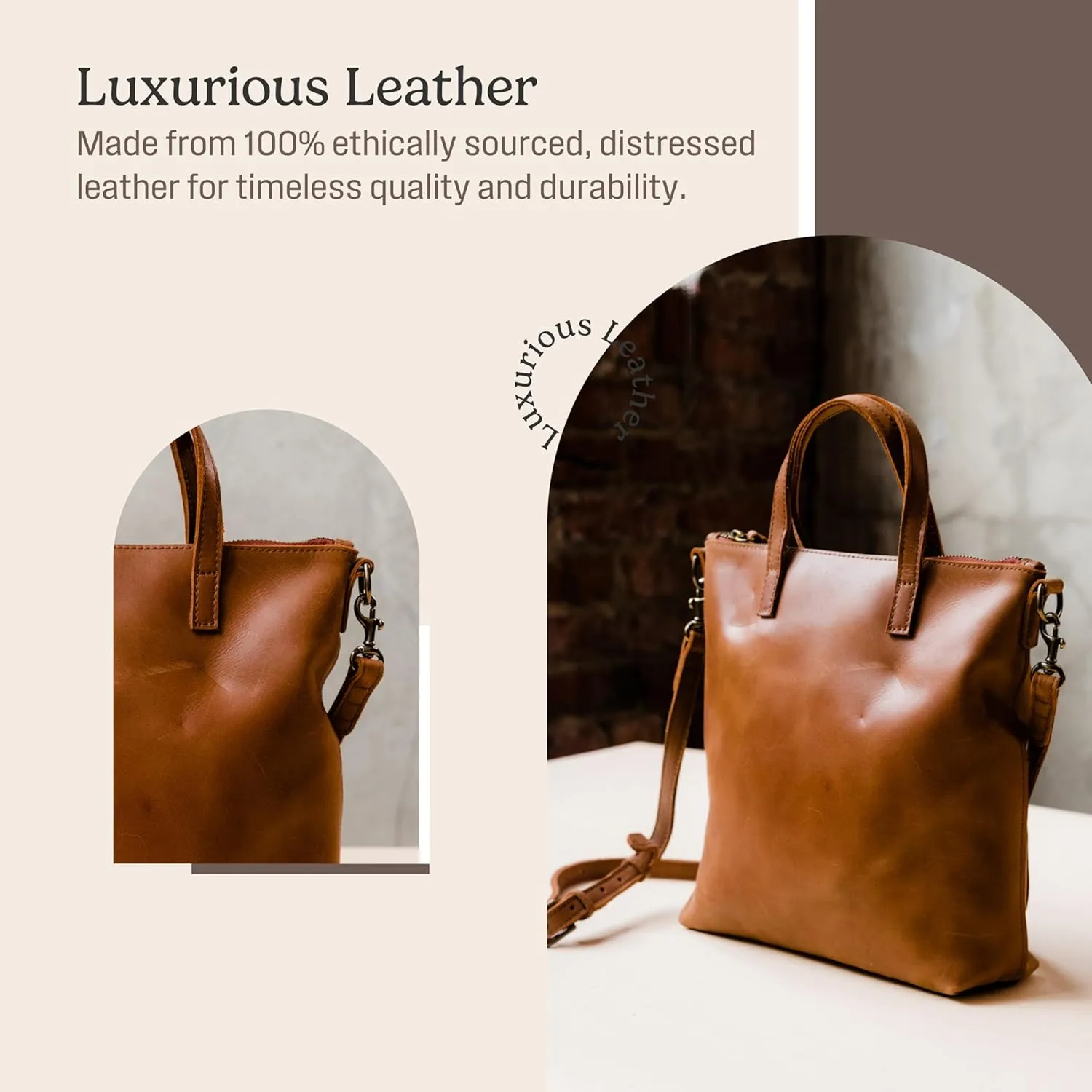 ABLE Clothing Leather Tote Bag for Women,Stylish, Handcrafted, Accessory and Utility Tote Bag with Drop Straps