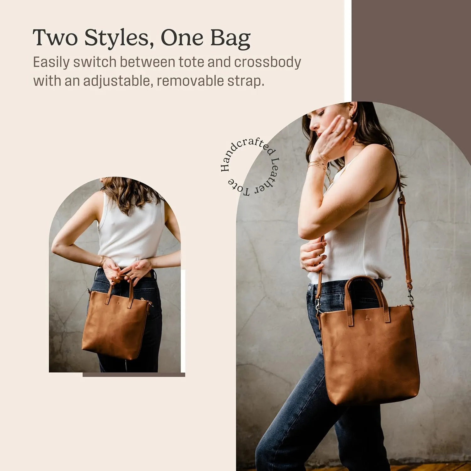 ABLE Clothing Leather Tote Bag for Women,Stylish, Handcrafted, Accessory and Utility Tote Bag with Drop Straps