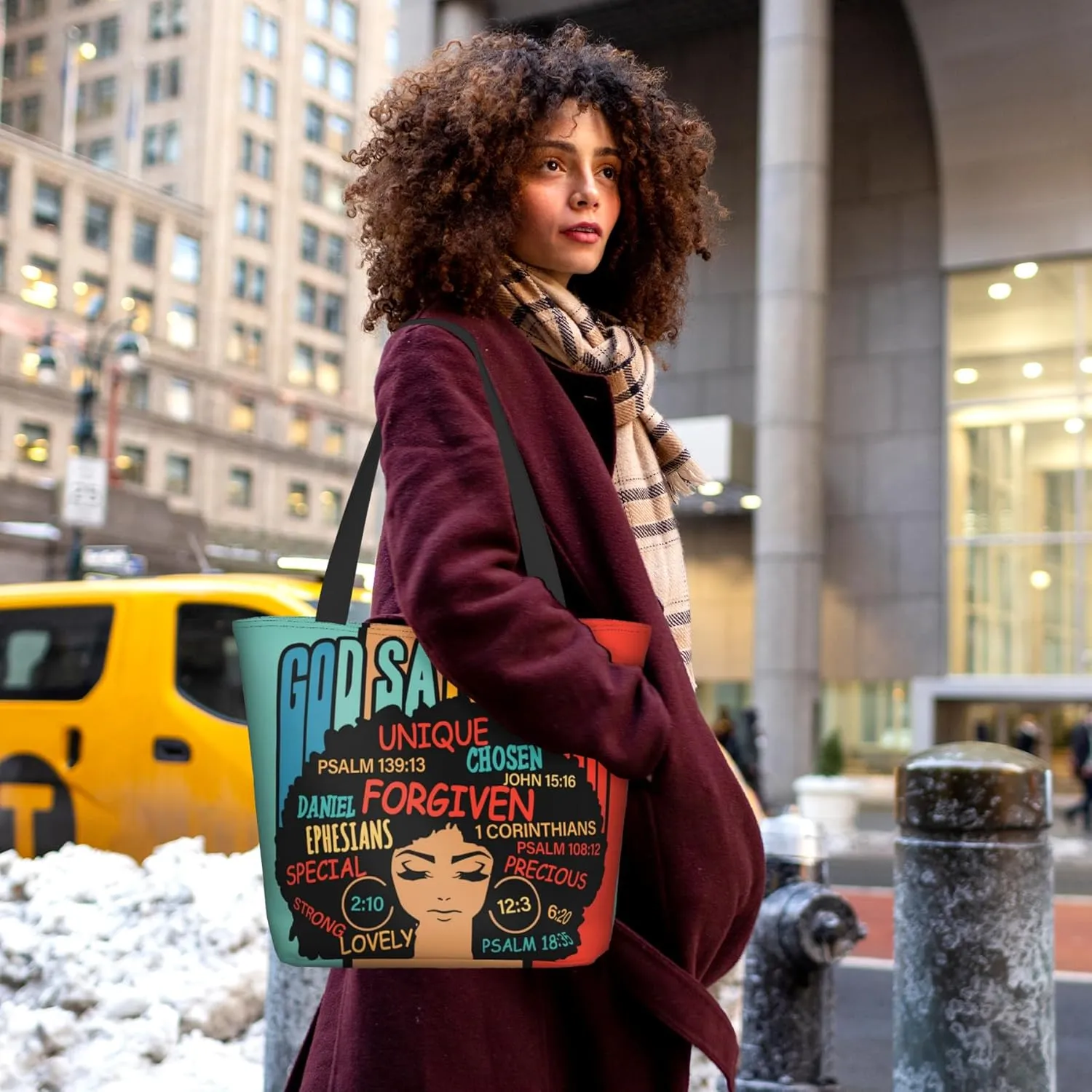 African American Tote Bag for Women, African Handbags, Black Women Bags Art Shoulder Handbag