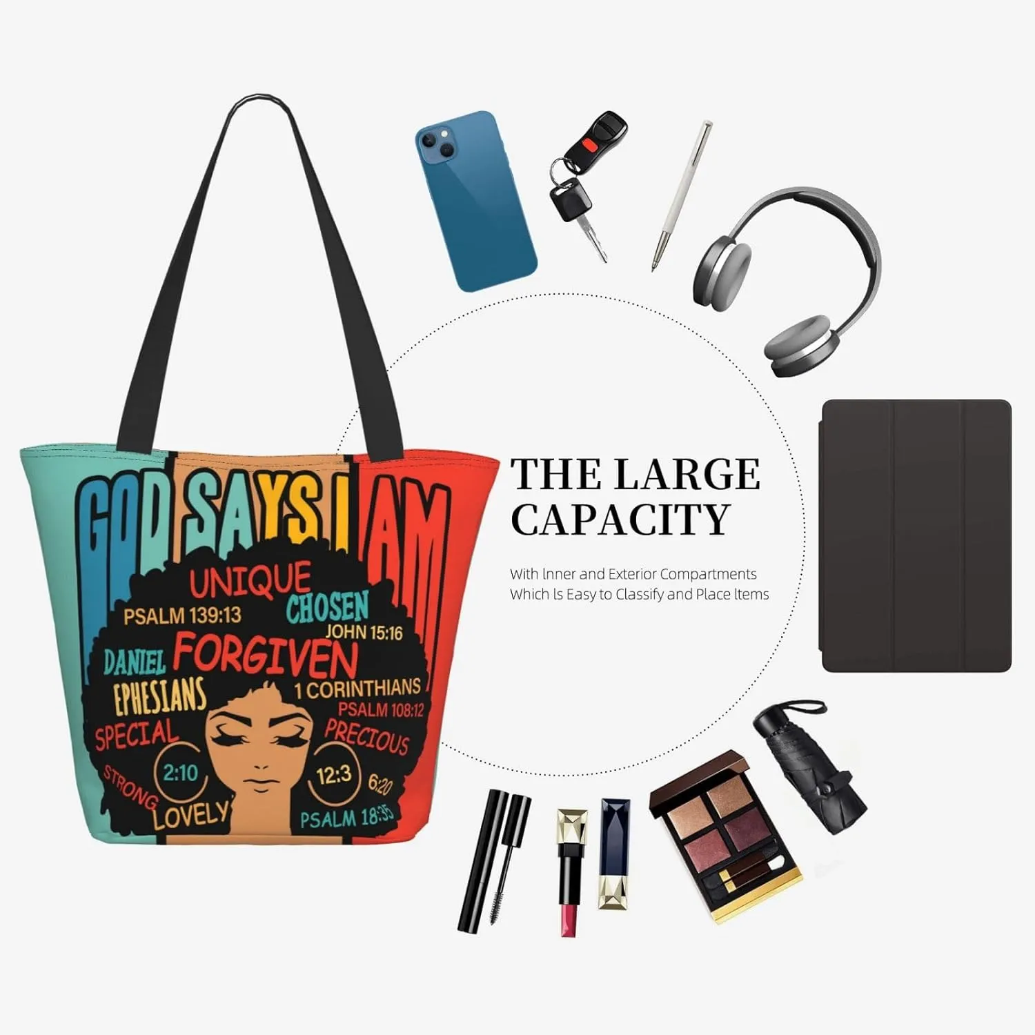 African American Tote Bag for Women, African Handbags, Black Women Bags Art Shoulder Handbag