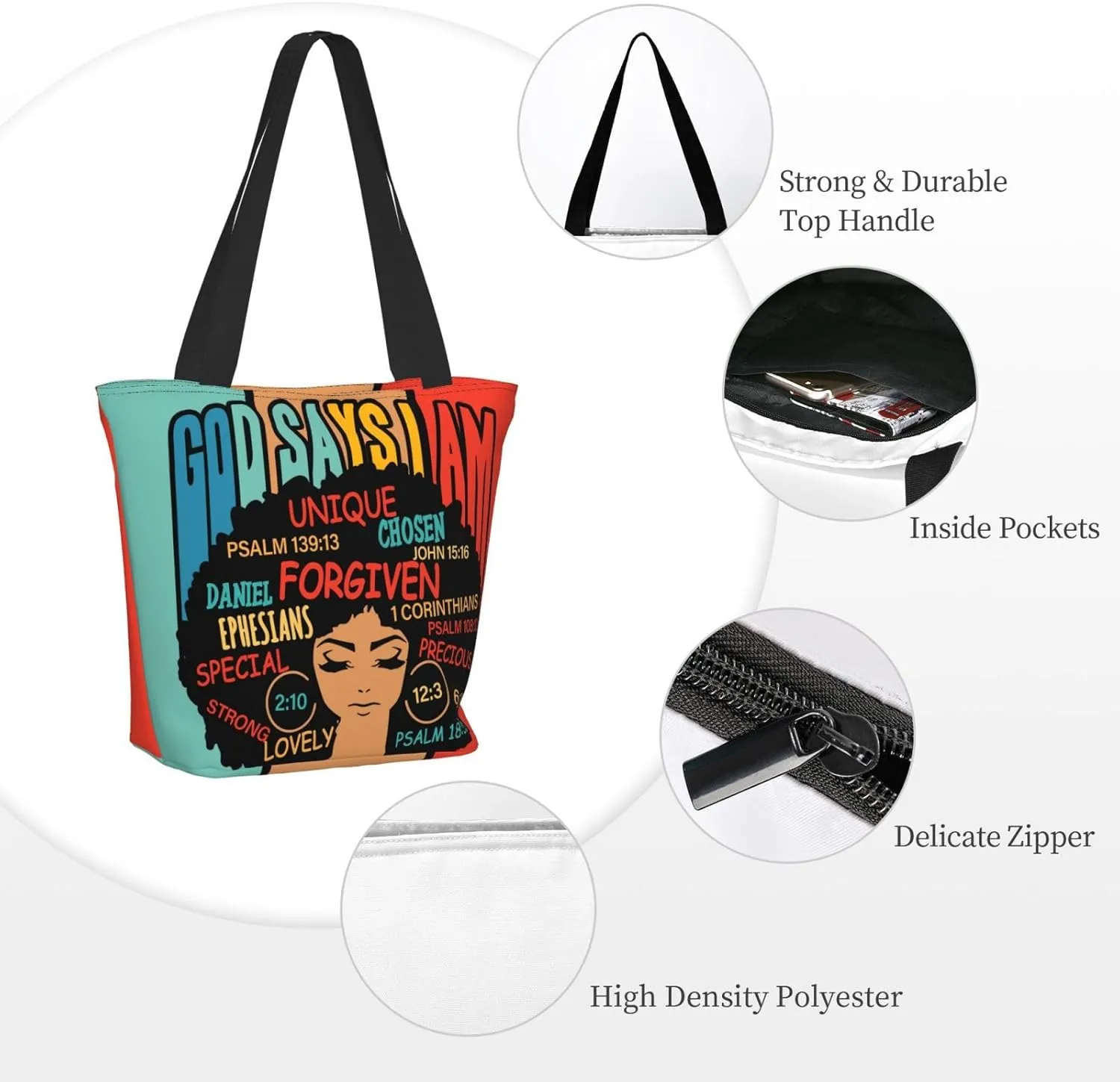 African American Tote Bag for Women, African Handbags, Black Women Bags Art Shoulder Handbag
