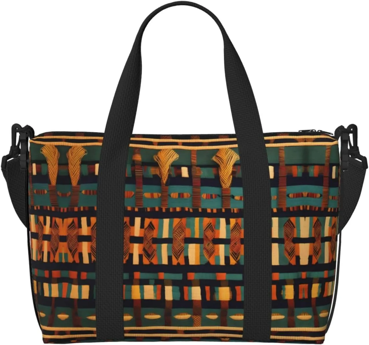 African Classic Weave Duffel Bags for Traveling - Lightweight Personal Item Travel Bags for Women, Gym Bags for Men